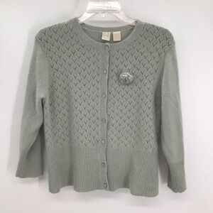 Angora Wool Blend Women’s Cardigan Spring Delicate Soft Casual Mint Green Size L